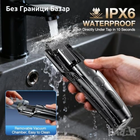 Нов тример Машинка за брада с вакуум 2 гребена безжична водоустойчива, снимка 4 - Тримери - 54045243
