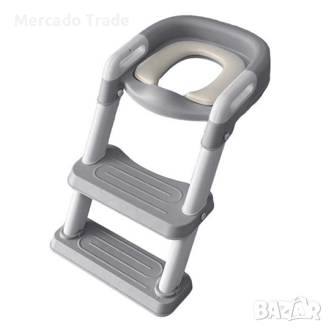 Обучителна седалка за тоалетна чиния със стъпало Mercado Тrade, Сив, снимка 2 - За банята - 52447048