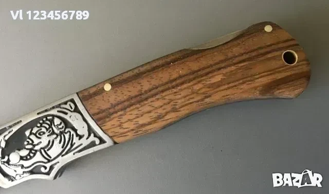 Руски сгъваем джобен нож с калъф ТИГР 90Х20 мм ,сталь 65х13, снимка 3 - Ножове - 53863010
