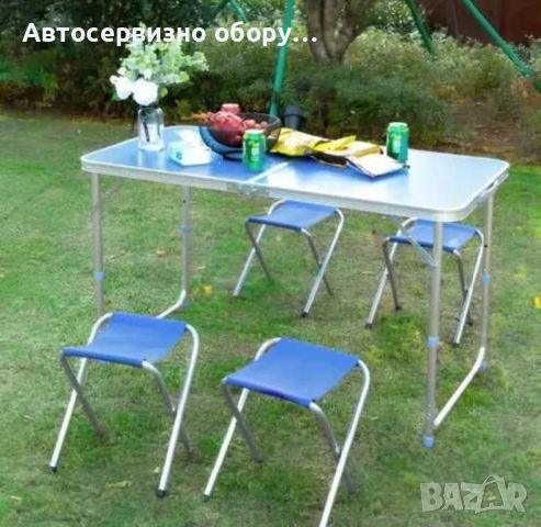 Сгъваемият комплект за къмпинг, включващ маса и 4 стола, снимка 6 - Къмпинг мебели - 45462039