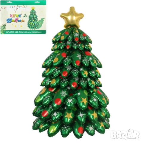 Коледни балони 9 части - 3D Коледна елха с цветни ярки акценти