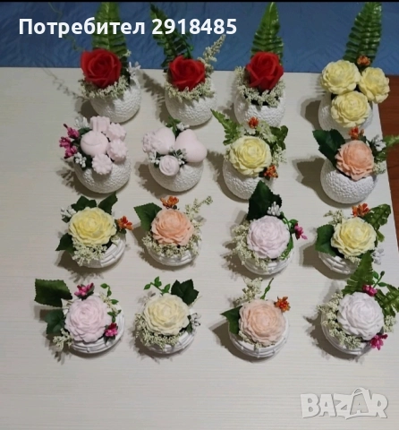 Аранжировка от ароматни сапуни и гипсокерамична кашпа!