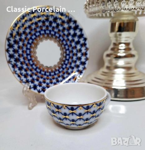 МИНИ КАФЕЕНА ДВОЙКА „КОБАЛТОВА МРЕЖА“ – 50 МЛ ЛФЗ / ИФЗ / Ломоносов Limitiert Premium , снимка 7 - Сервизи - 52796636