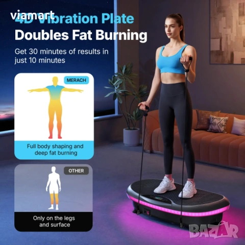 4D Вибро платформа MERACH CV55, 3 мотора 440W, 120 скорости, Bluetooth, снимка 8 - Фитнес уреди - 53659647