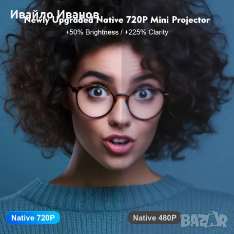 Android 11 Projector HY300 PRO+ HD, WIFI6, BT5.0, 260ANSI, 8000lumens + подарък, снимка 11 - Плейъри, домашно кино, прожектори - 49799868