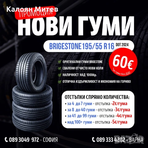 Промоция НОВИ гуми Bridgestone Turanza T005  -195/55 R16 87H