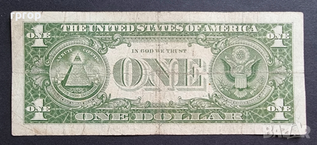 Банкнота 3 . САЩ. Долар . 1 долар . Син печат . 1957 В година., снимка 2 - Нумизматика и бонистика - 44967826