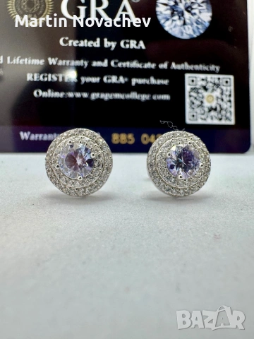 Сребърни обеци с мойсанит (Диамант) 0.5 карата