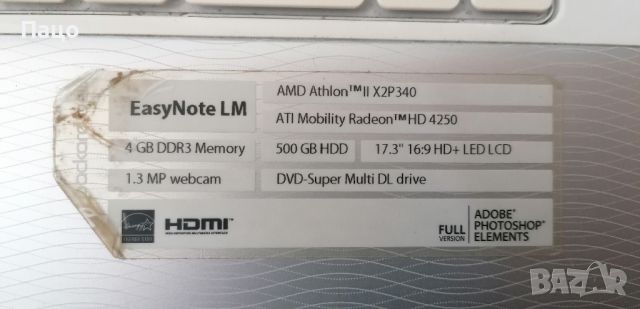 PACKARD BELL MS2291 AMD X2 P340, снимка 12 - Лаптопи за дома - 45367223