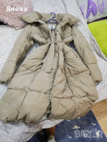 Дълго зимно дамско яке Цвят бежов, снимка 5 - Якета - 51857656