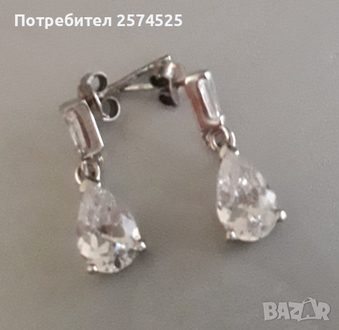 Вносни сребърни обеци с фацетиран кристал, снимка 2 - Обеци - 45039634