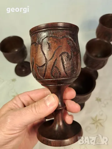 колекция абаносови африкански чаши  дърворезба 7/3, снимка 5 - Чаши - 49783827