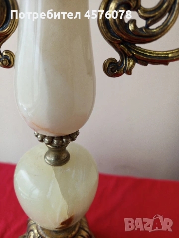 красив свещник оникс и бронз, снимка 5 - Антикварни и старинни предмети - 53691174