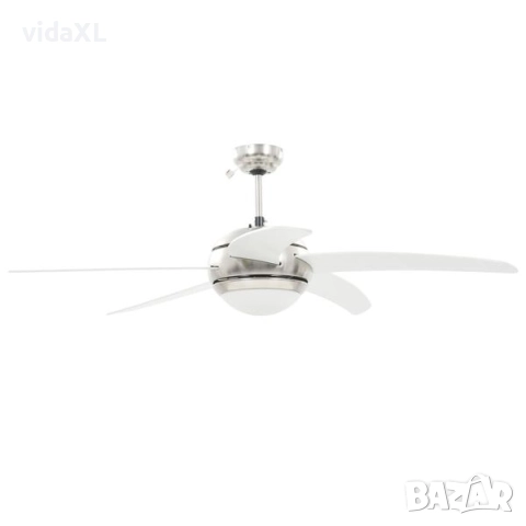 vidaXL Декоративен вентилатор за таван с осветление, 128 см, бял(SKU:50538), снимка 2 - Други - 52564198