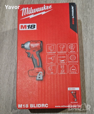 Акумулаторен ударен гайковерт Milwaukee M18BLIDRC-0, 18 V, 190 Nm, ¼″ HEX, без батерия и зарядно