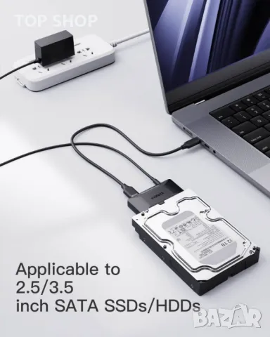 USB 3.2 Gen 2 SATA адаптер за 2,5/3,5 инча SSD/HDD с двупосочен трансфер, UA1006, снимка 6 - Друга електроника - 48724011