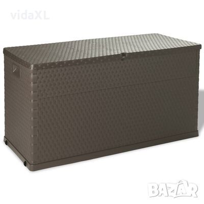 vidaXL Градински сандък за съхранение, кафяв, 120x56x63 см, PP ратан（SKU:43710