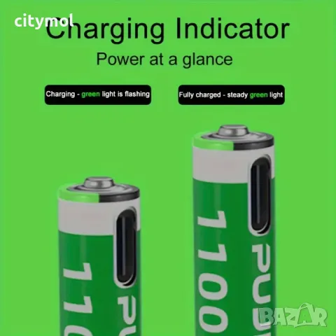 Акумулаторна батерия 1.5V AAA, 1100 mAh, USB Type C зареждане, снимка 3 - Друга електроника - 50132307