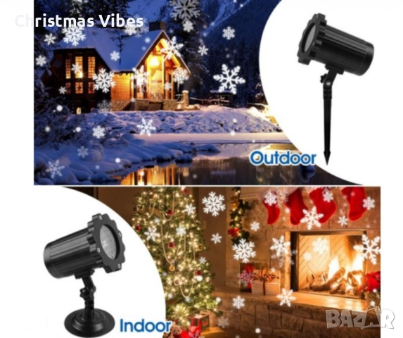 Водоустойчив LED проектор Снежинка за прожектиране на сняг, снимка 10 - Прожектори - 52081281