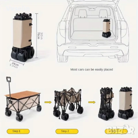 Тежкотоварна, универсална, сгъваема, транспортна количка, снимка 2 - Други стоки за дома - 53148836