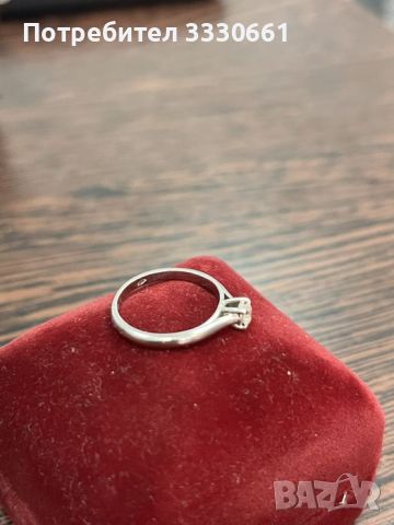 Годежен пръстен от бяло злато и брилянт, снимка 3 - Пръстени - 45826376