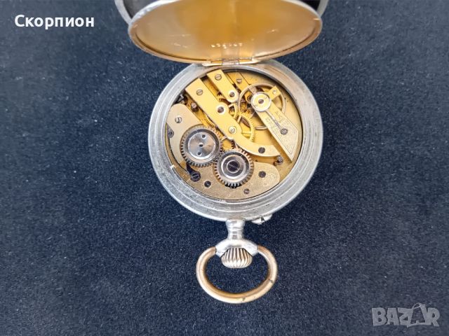 Швейцарски джобен СРЕБЪРЕН часовник - KNOPKE,S  SPEZIAL-UHR- 10 рубина, снимка 3 - Джобни - 46627680