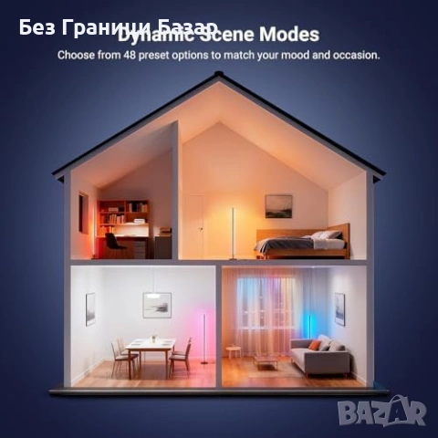 Нова ъглова NEEWER NF04 Смарт RGBW LED подова лампа 1000lm Alexa WiFi осветления дом, снимка 4 - Лед осветление - 54042671