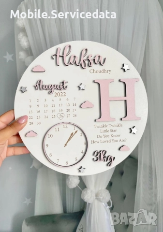 Персонализирана плакетка за раждане на бебе – уникален подарък за новородено, снимка 2 - Декорация за дома - 52653946