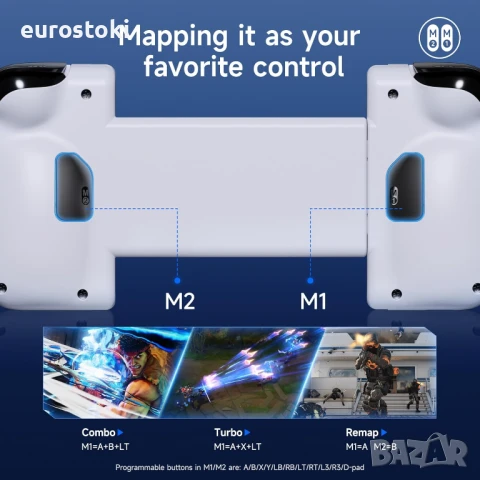 Мобилен геймърски контролер EasySMX M05 за Android и iPhone серия 15 (USB-C), геймърски контролер , снимка 8 - Аксесоари - 51379603