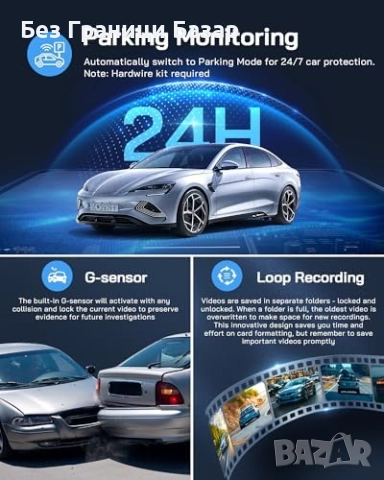 Нова Dash Cam 4K предна и 1080P задна камера, WiFi, нощно виждане, 170° ъгъл, снимка 6 - Аксесоари и консумативи - 52470763