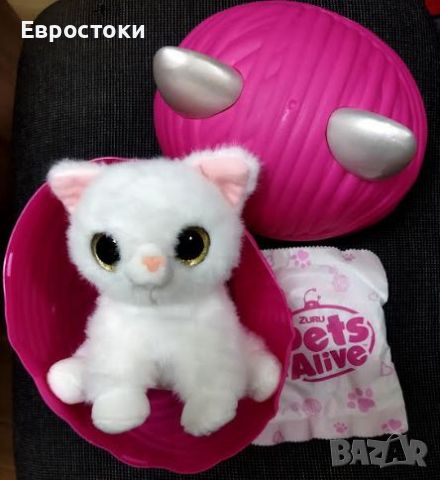 Интерактивна играчка Zuru Pets Alive Smitten Kittens, интерактивно котенце с аксесоари, цвят: бяло, снимка 6 - Образователни игри - 46010579