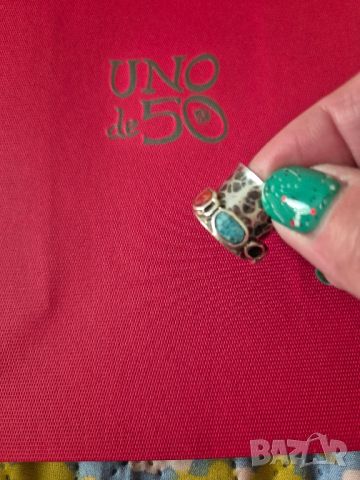 Сребърен пръстен с подвижна въртяща халка с камъни и перла, уникален бутиков дамски пръстен, снимка 8 - Пръстени - 46017791