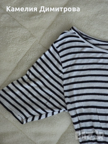 FB Sister раиран топ с широко деколте, снимка 3 - Блузи с дълъг ръкав и пуловери - 53286112