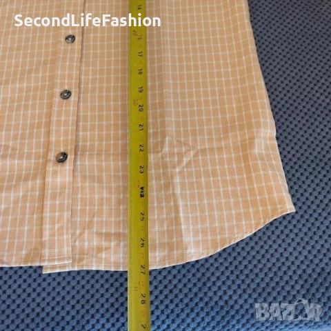 Дамска риза Jack Wolfskin Travel каре бяло-оранжева, с копчета, размер М, снимка 3 - Ризи - 52571868