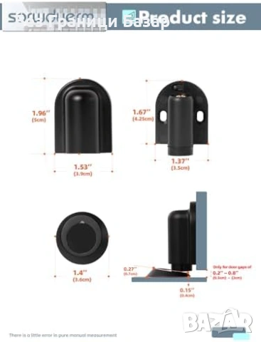 Нов Магнитен стопер за врата черен подов монтаж с лепенка и винтове, снимка 2 - Други стоки за дома - 54207704