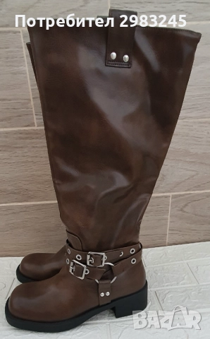 Дамски тъмнокафяви ботуши
