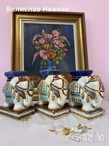 Винтидж керамични слончета в перфектно състояние. 3 броя., снимка 9 - Антикварни и старинни предмети - 49670652