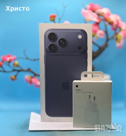 НОВ!!! Apple iPhone 17 Pro Max, 512GB, 5G, Deep Blue + подарък оригинален адаптер Apple