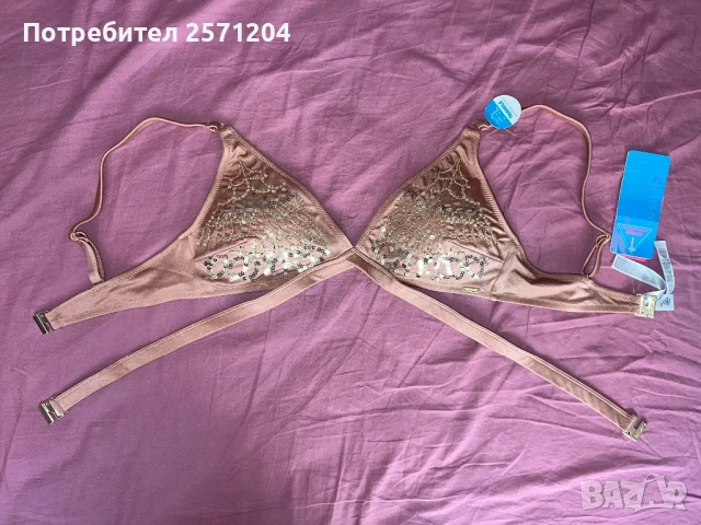 Бански М/Л nude - цвят с мъниста и паети, снимка 2 - Бански костюми - 51364630