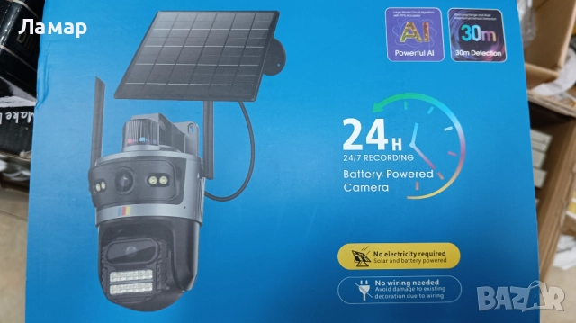 Двойна соларна безжична въртяща камера 4G 12MP iCSee работи с СИМ SIM карта мобилни данни, снимка 4 - HD камери - 52281336