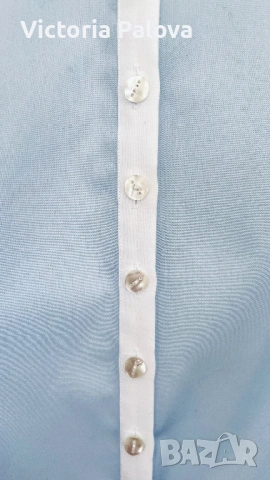 Нова луксозна риза ETERNA Excellent - Небесносиня класика, Памук, р-р 46, снимка 11 - Ризи - 53891363