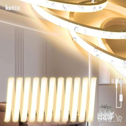 Неонова LED лента-2м-5м,3000К,топло бяло