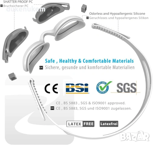 Плувни очила за деца – Anti-Fog, UV защита, снимка 2 - Водни спортове - 53256326