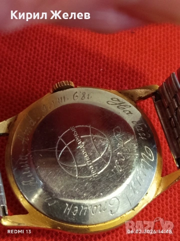 Рядък часовник Raketa Runway Dial Airplane позлатен Au20 уникат 52869, снимка 7 - Антикварни и старинни предмети - 53382015