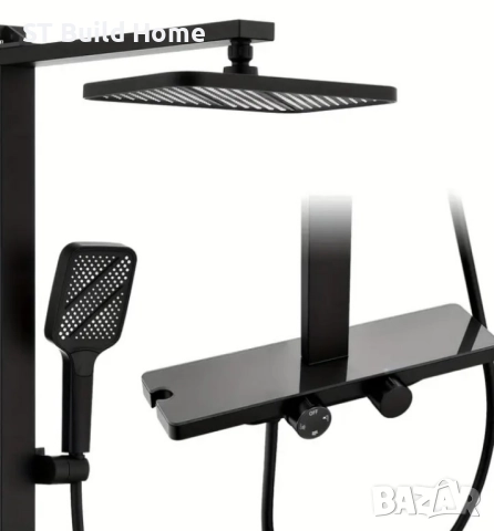 🛁 Стенна Душ Система с Двойни Глави – Съвременен Черен Дизайн 🛁