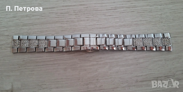 метална сребриста каишка за смарт часовник с камъчета 20 мм., снимка 2 - Дамски - 54167012