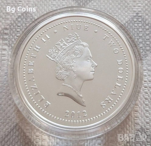 Сребро 1 OZ 2012 Дракон , снимка 2 - Нумизматика и бонистика - 54123325