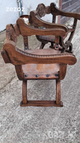 Антикварни кресла масив и кожа, снимка 9 - Дивани и мека мебел - 51846976