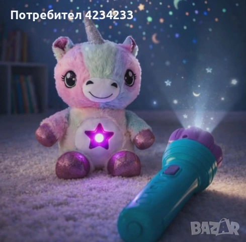 Плюшена играчка с нощна лампа 2в1+детски фенер-проектор със светлинни ефекти , снимка 2 - Плюшени играчки - 53694151