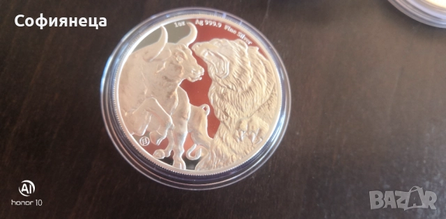 1 oz Сребро БИК и МЕЧКА Токелау 2022 унция, снимка 2 - Нумизматика и бонистика - 45604312